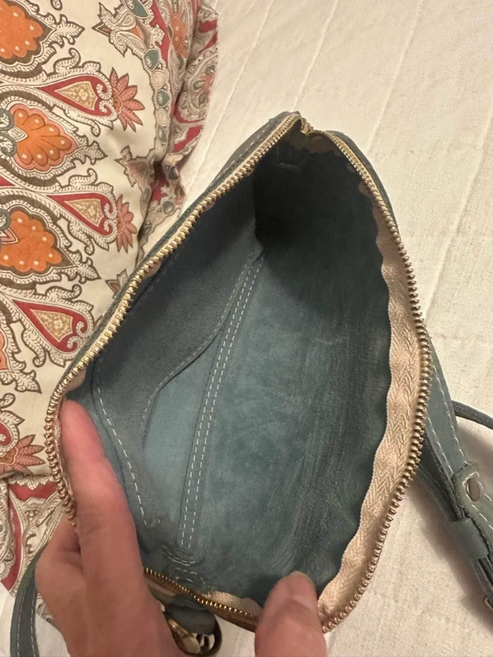 Portland Leather Eclipse Crossbody in Aqua Adjustable Strap - Picture 5 of 5